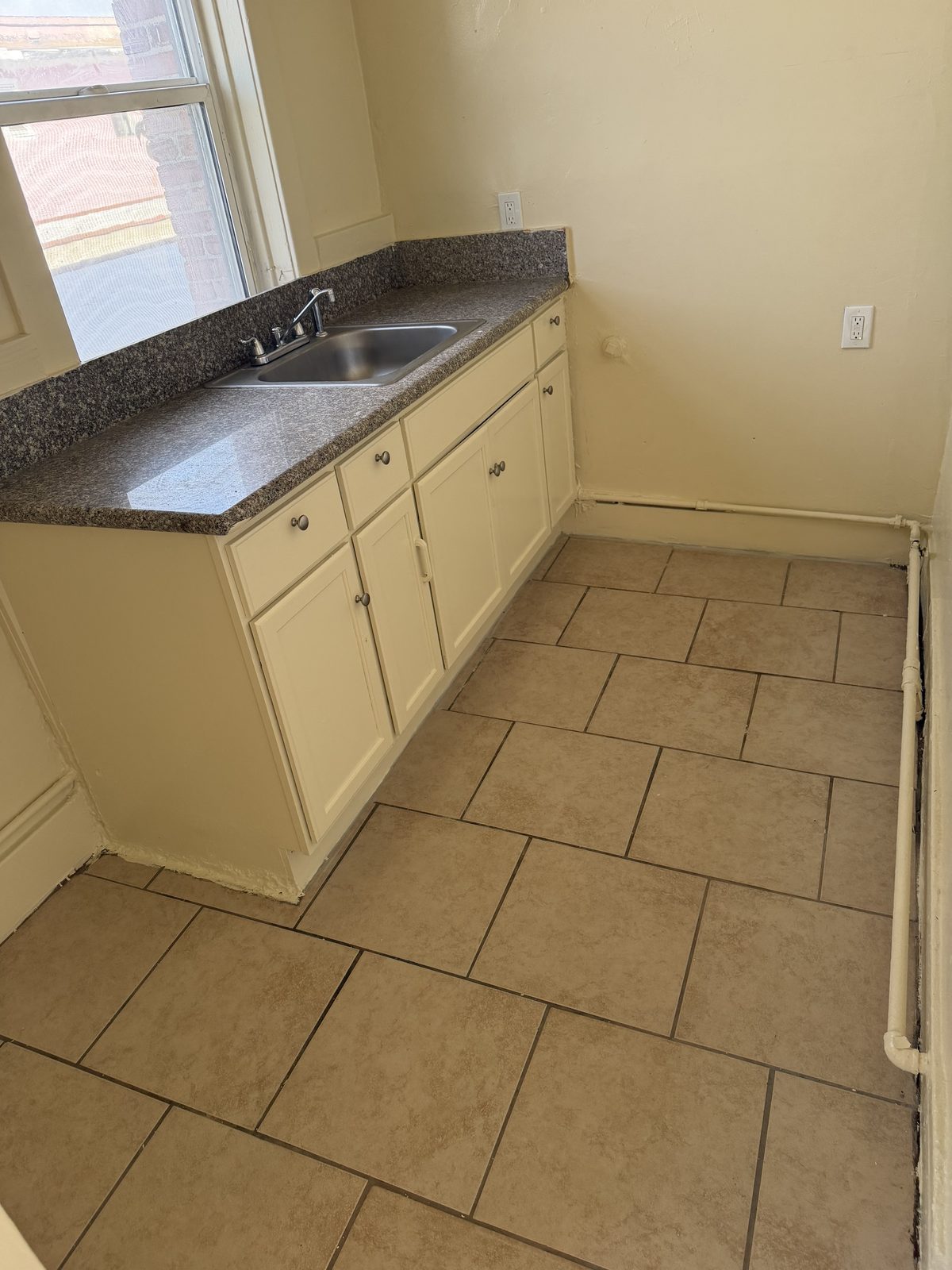 Kitchen counter under a window